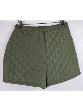 Missguided Shorts Women's Size 6 Olive Green Diamond Quilted Shorts